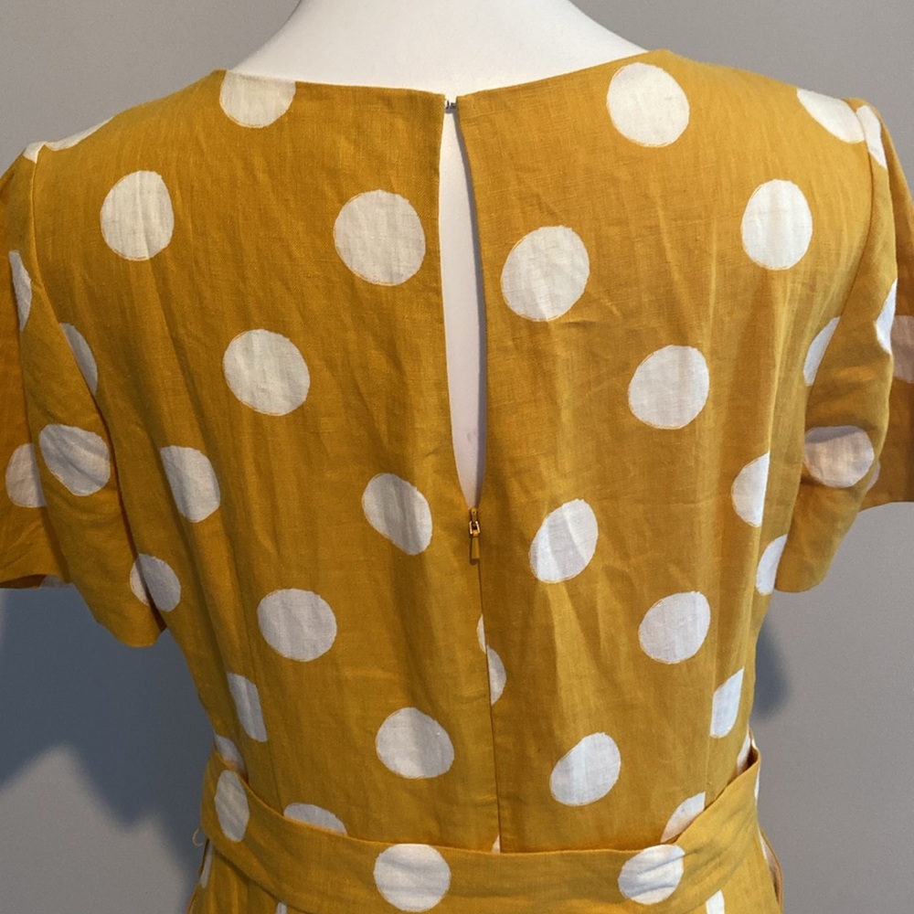 Boden Hazel Belted Linen Polka Dot Dress - Picture 4 of 8